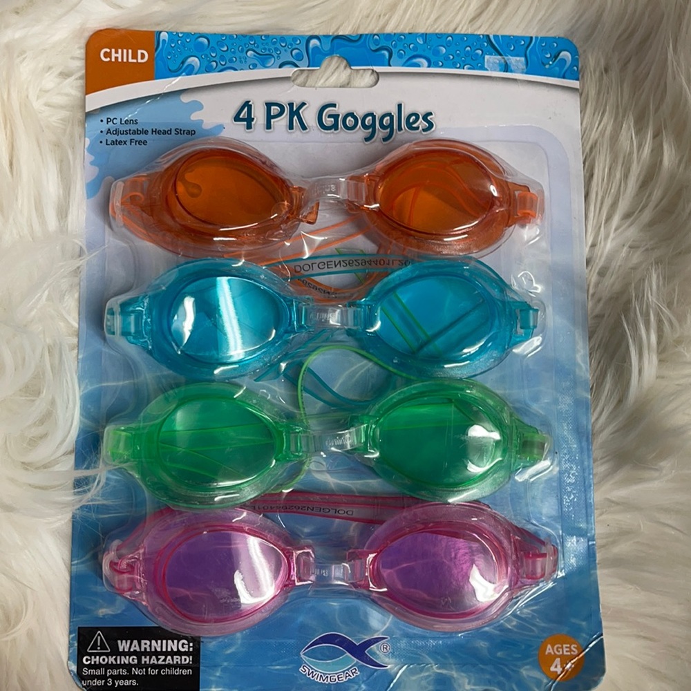 4pk Child Kids Goggles Latex Free Adjustable Head Strap